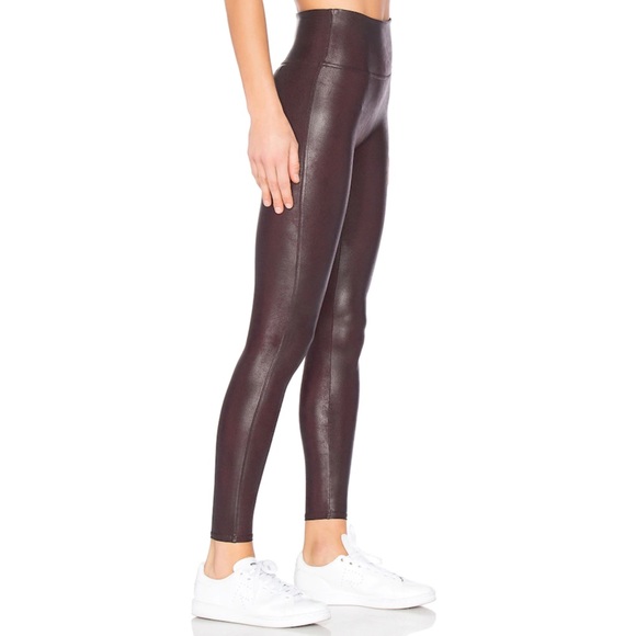 Spanx Faux Leather Leggings in Color Wine - Picture 2 of 7